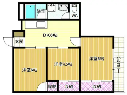 SAMURAIマンション(3DK/6階)の間取り写真