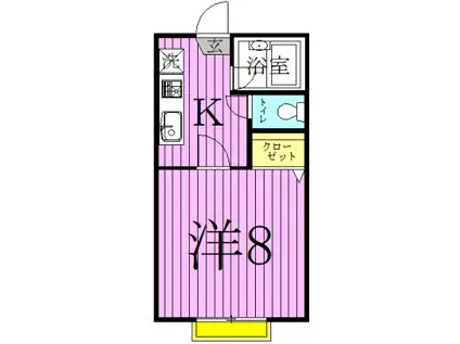 パークフォーラム竹の塚A(1K/2階)の間取り写真