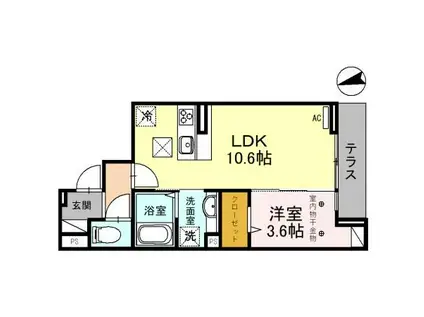 D-RESIDENCE仙波町(1LDK/1階)の間取り写真