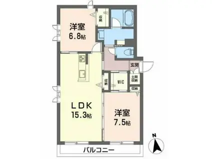 シャーメゾンKORENOKI(2LDK/2階)の間取り写真