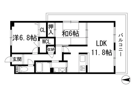 ラ・ティーダ宝塚(2LDK/4階)の間取り写真