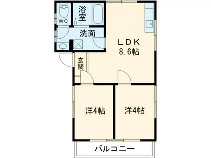 彩美アパート(2LDK/2階)の間取り写真