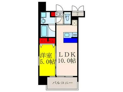 プレジオ江坂ROUGE(1LDK/15階)の間取り写真