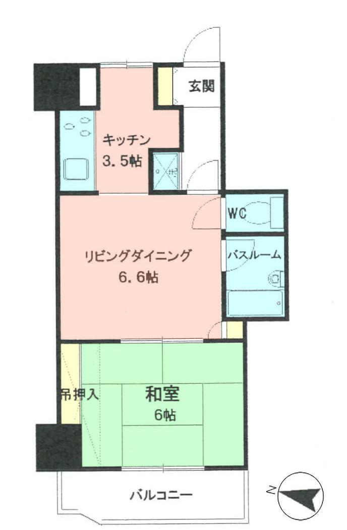 バームハイツ福生(1LDK/10階)の間取り写真