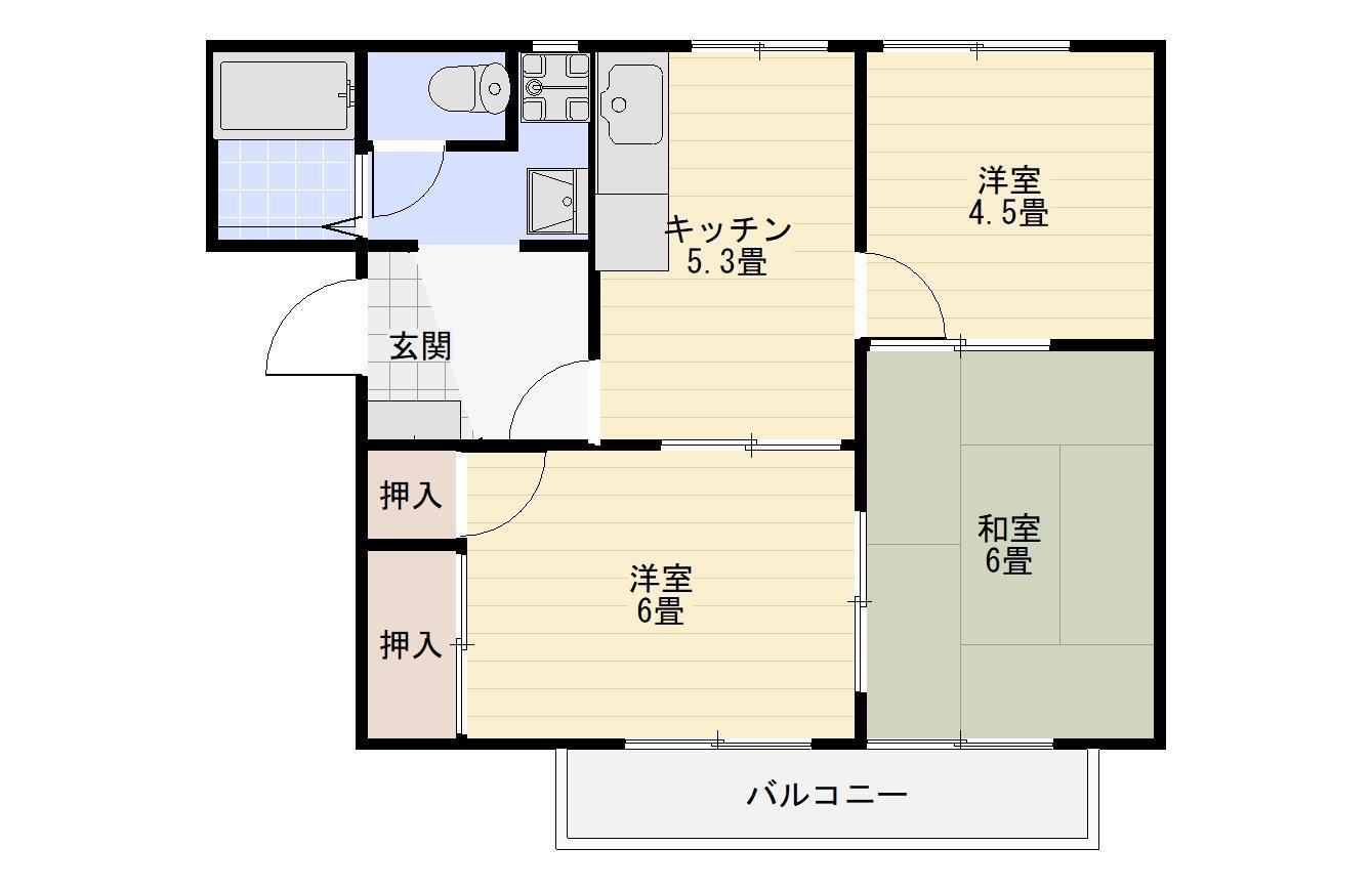 カーサこんどう(3DK/2階)の間取り写真