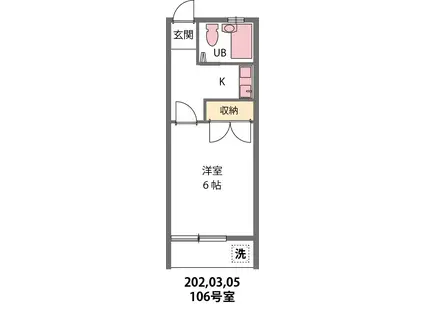 グレース華(1K/2階)の間取り写真