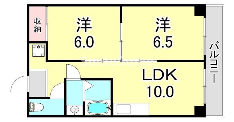 ダイバーシティ神戸長田B棟(2LDK/5階)の間取り写真