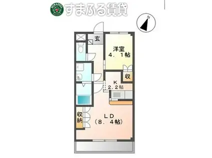 プランドール(1LDK/1階)の間取り写真