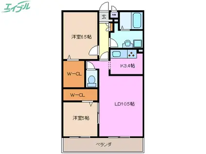 フィリアプリモ(2LDK/3階)の間取り写真