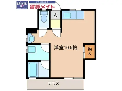 上村様共同(ワンルーム/1階)の間取り写真