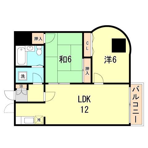 ひろやビル(2LDK/4階)の間取り写真