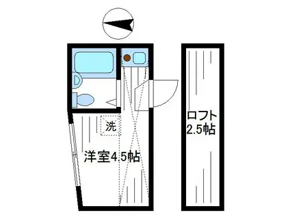 ライフピアミディ(ワンルーム/2階)の間取り写真