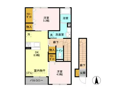 リーヴ ゴーシュ I(2DK/2階)の間取り写真