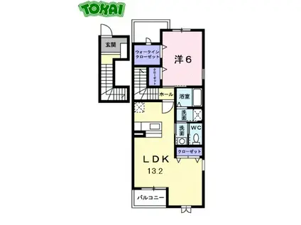クラージュA棟(1LDK/2階)の間取り写真