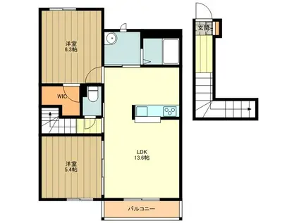 チャ・ベーネIII(2LDK/2階)の間取り写真