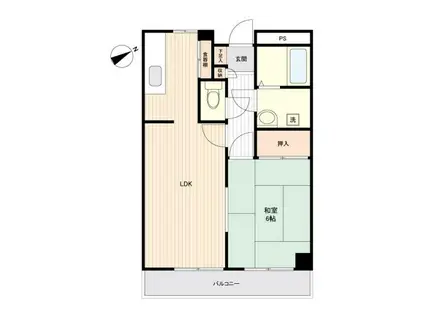 フジビューハイツ西秦野(1LDK/1階)の間取り写真