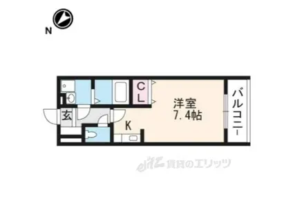 エクセル田中 E(ワンルーム/1階)の間取り写真