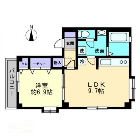 サングランディーN(1LDK/2階)の間取り写真