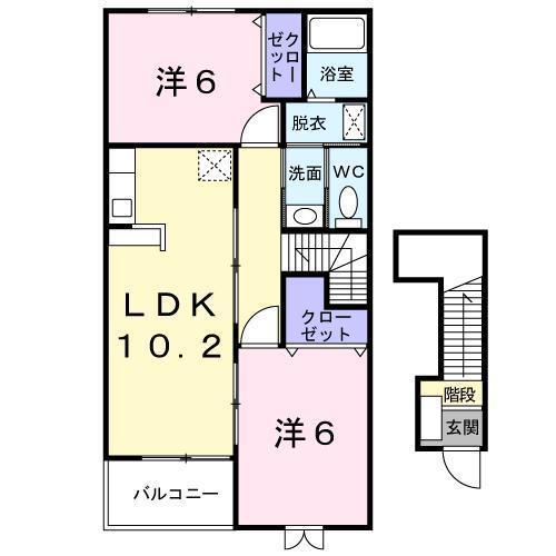 サンライズ(2LDK/2階)の間取り写真