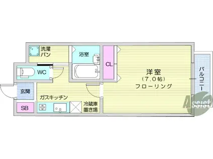 ラフィーネZEN(1K/2階)の間取り写真