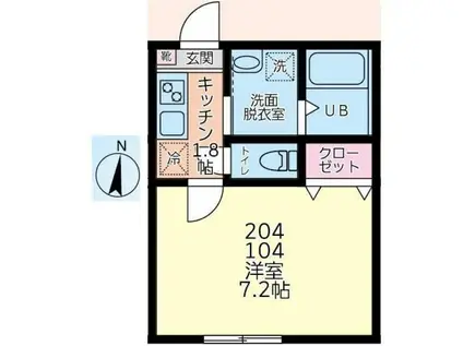 パークヒルズ四街道(1K/1階)の間取り写真