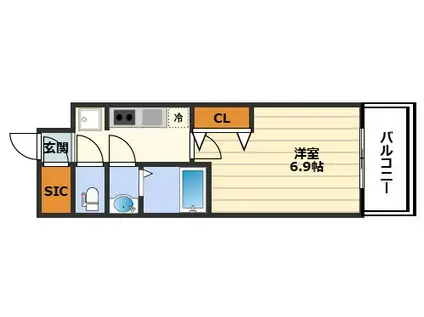 ビガーポリス417天満橋II(1K/4階)の間取り写真