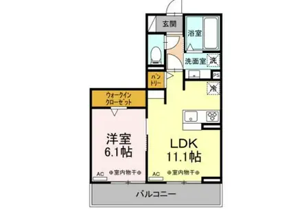 ソレール北浦(1LDK/2階)の間取り写真