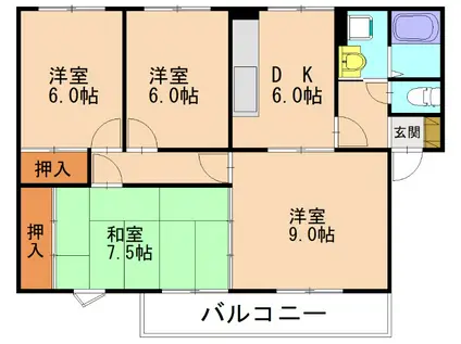 マーメイド壱番館(4DK/3階)の間取り写真