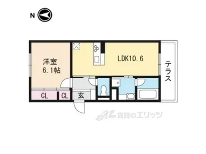 シャルールプラスⅡ(1LDK/1階)の間取り写真