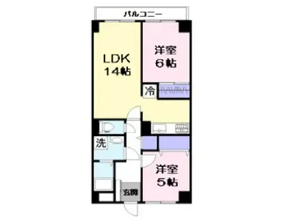 フロレアールコトブキ米子(2LDK/3階)の間取り写真