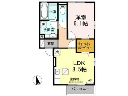 サン ヴィラージュ(1LDK/1階)の間取り写真