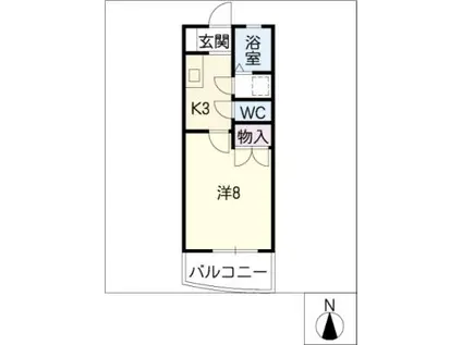 パークハイツ・平川(1K/2階)の間取り写真