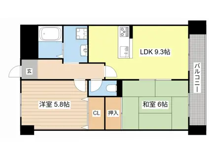 ハイツエクセルV番館(2LDK/2階)の間取り写真