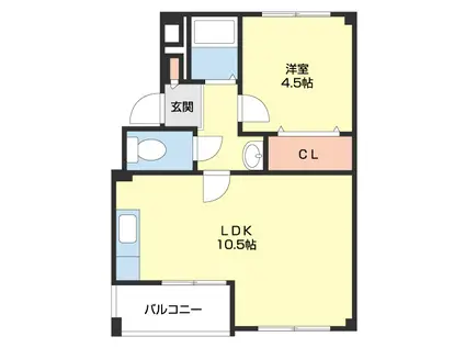 サンワ浜の宮マンション(1LDK/5階)の間取り写真