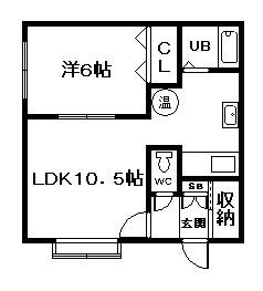 ジュリA棟(1LDK/2階)の間取り写真