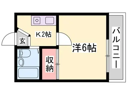 RINKY GARDEN II(1K/1階)の間取り写真