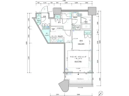 パークタワー勝どきサウス(1LDK/9階)の間取り写真