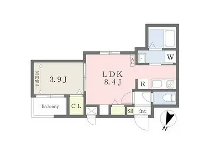 CHERIM黄金(1LDK/2階)の間取り写真