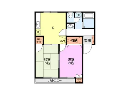 SAJA-90 A棟(2K/2階)の間取り写真