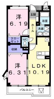 グランアビタシオン(2LDK/3階)の間取り写真