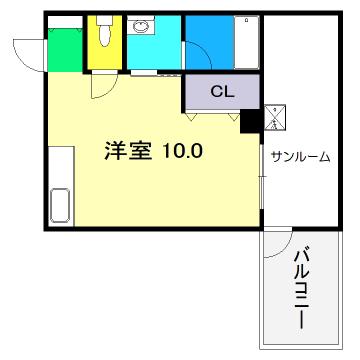 リライアンス(ワンルーム/2階)の間取り写真