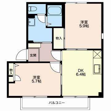 クレセールさくら(2DK/1階)の間取り写真