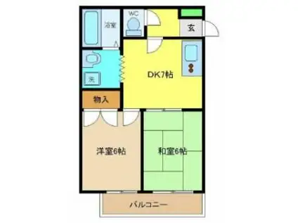 ベルドミール(2DK/1階)の間取り写真