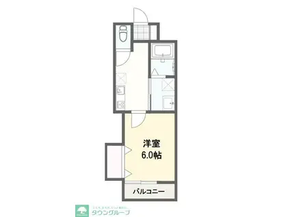 CITYFLAT一ノ割(1K/2階)の間取り写真