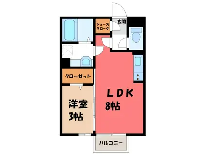 ソナ・ヴェルデII(1LDK/2階)の間取り写真