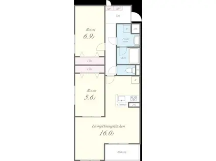 サウス COAT(2LDK/3階)の間取り写真