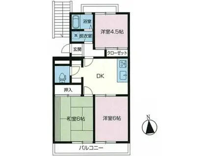 ホワイトハイム(3DK/1階)の間取り写真