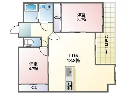アネシス(2LDK/5階)の間取り写真