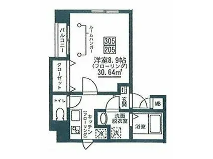レジデンツ パーク(1K/2階)の間取り写真
