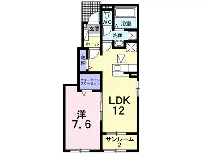 アヴニール ラディユ I(1LDK/1階)の間取り写真